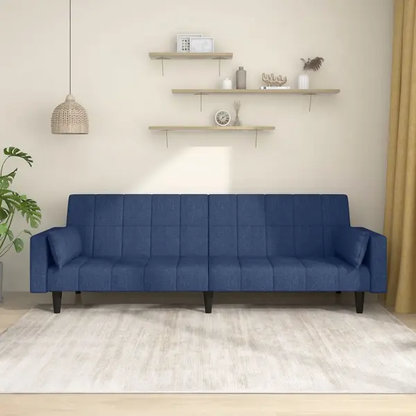 Gossi canapea extensibila cu 2 locuri, 2 perne, albastru, textil