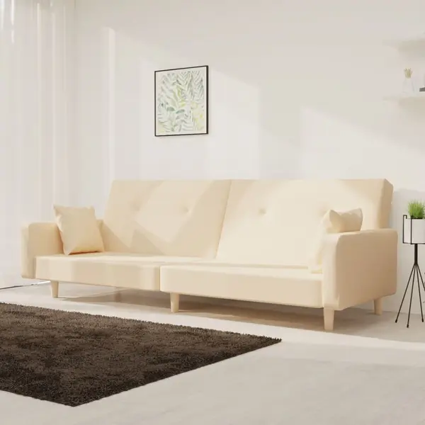 Gossi canapea extensibila cu 2 locuri, 2 perne, crem, textil