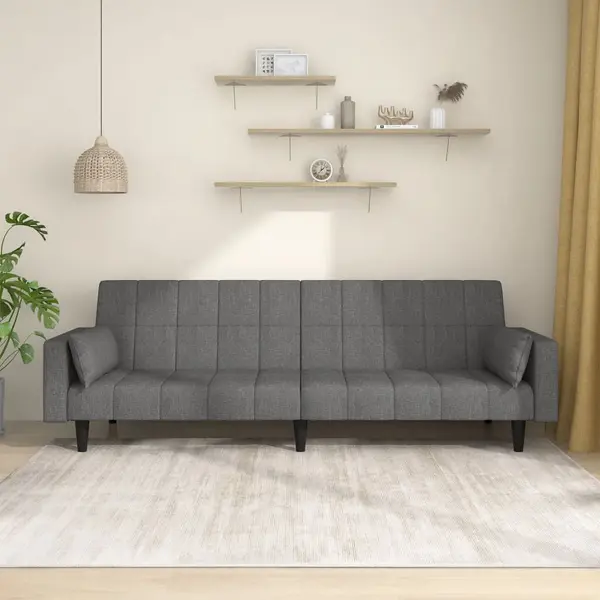 Gossi canapea extensibila cu 2 locuri, 2 perne, gri deschis, textil