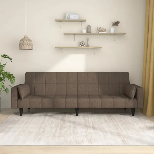 Gossi canapea extensibila cu 2 locuri, 2 perne, gri taupe, textil