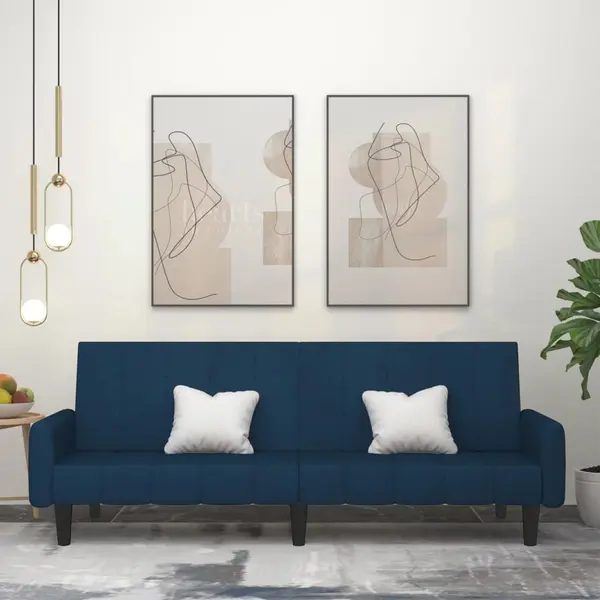 Gossi canapea extensibila cu 2 locuri, albastru, catifea