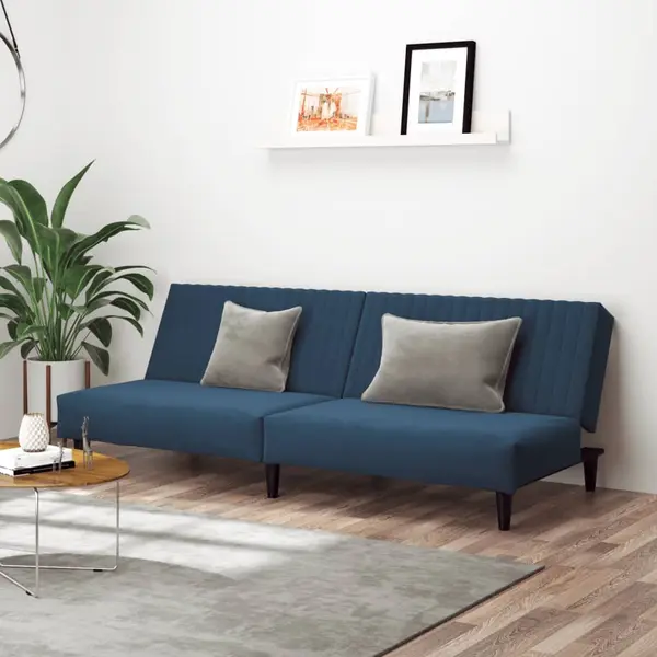 Gossi canapea extensibila cu 2 locuri, albastru, catifea