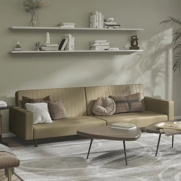 Gossi canapea extensibila cu 2 locuri, cappuccino, piele ecologica
