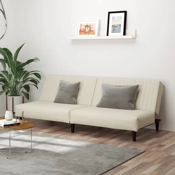 Gossi canapea extensibila cu 2 locuri, crem, catifea