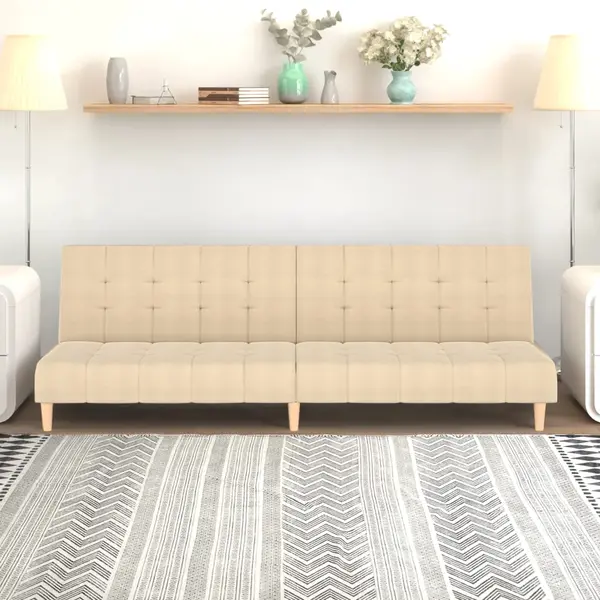 Gossi canapea extensibila cu 2 locuri, crem, material textil