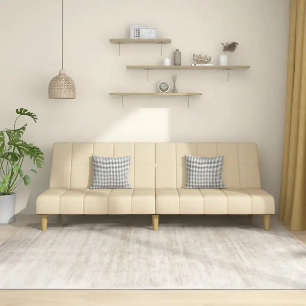 Gossi canapea extensibila cu 2 locuri, crem, material textil