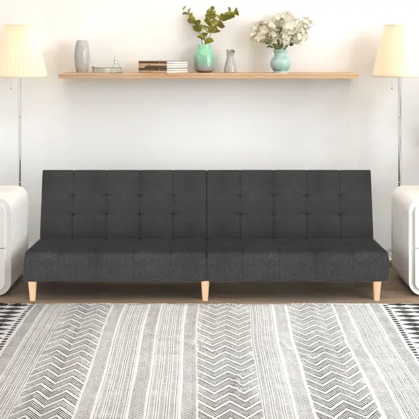 Gossi canapea extensibila cu 2 locuri, gri inchis, textil
