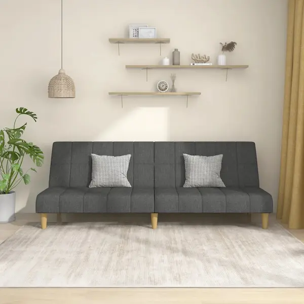 Gossi canapea extensibila cu 2 locuri, gri inchis, textil