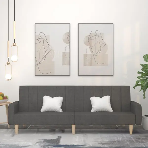 Gossi canapea extensibila cu 2 locuri, gri inchis, textil