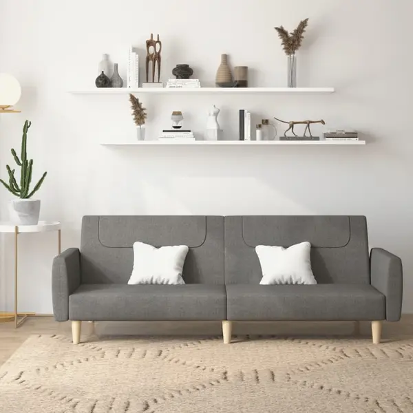 Gossi canapea extensibila cu 2 locuri, gri inchis, textil