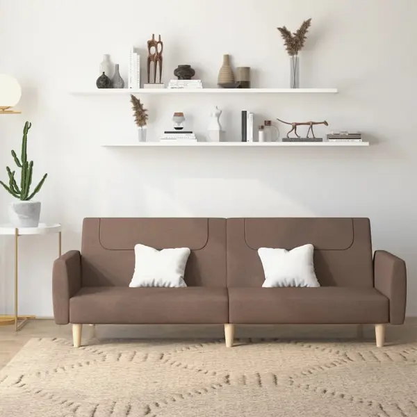 Gossi canapea extensibila cu 2 locuri, gri taupe, material textil