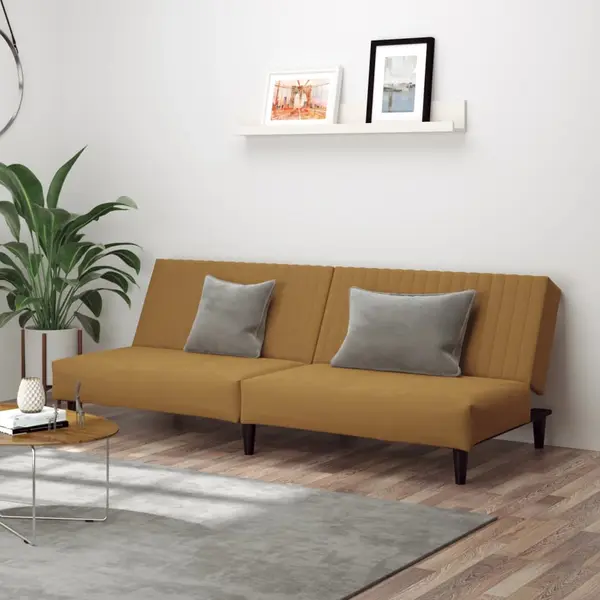 Gossi canapea extensibila cu 2 locuri, maro, catifea