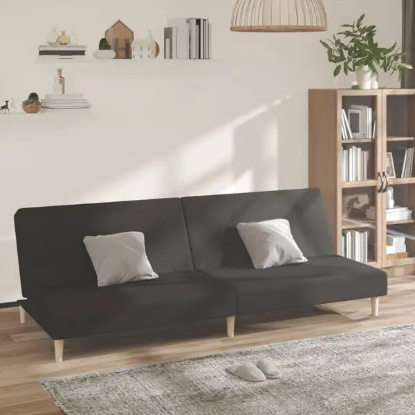 Gossi canapea extensibila cu 2 locuri, negru, material textil
