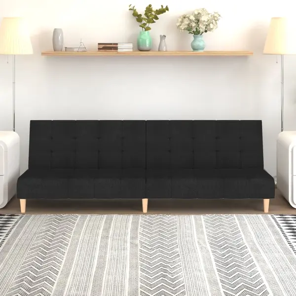 Gossi canapea extensibila cu 2 locuri, negru, material textil