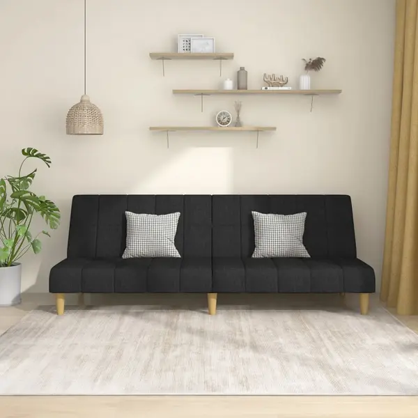 Gossi canapea extensibila cu 2 locuri, negru, material textil