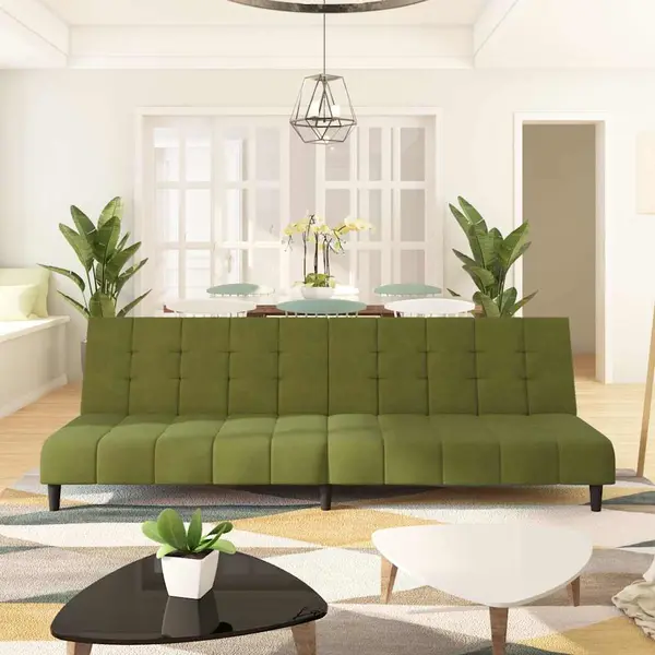 Gossi canapea extensibila cu 2 locuri, verde deschis, catifea