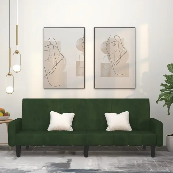 Gossi canapea extensibila cu 2 locuri, verde inchis, catifea