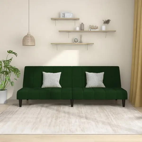 Gossi canapea extensibila cu 2 locuri, verde inchis, catifea