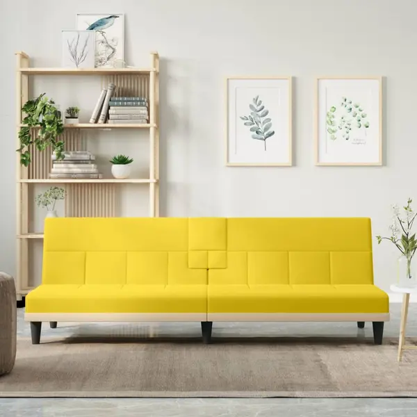 Gossi canapea extensibila cu suporturi de pahar, galben, textil