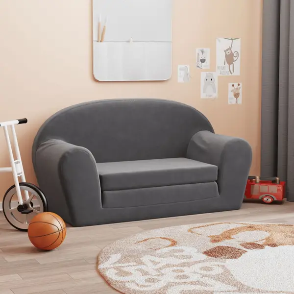 Gossi canapea extensibila de copii cu 2 locuri, antracit, plus moale