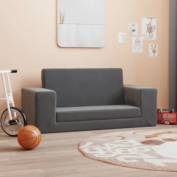 Gossi canapea extensibila de copii cu 2 locuri, antracit, plus moale