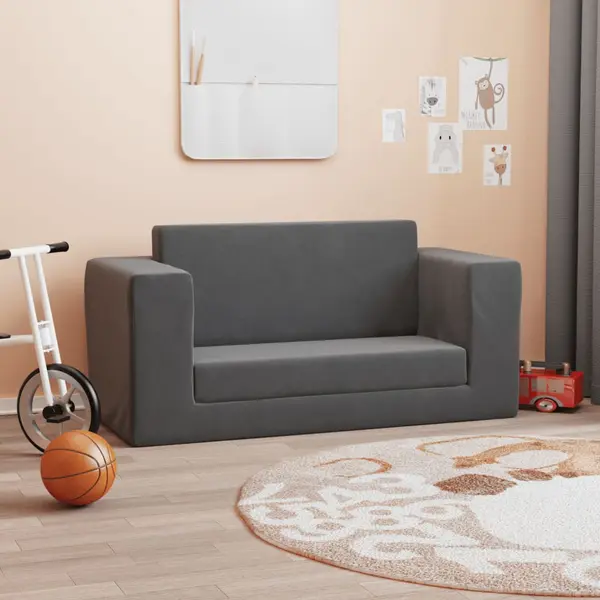 Gossi canapea extensibila de copii cu 2 locuri, antracit, plus moale