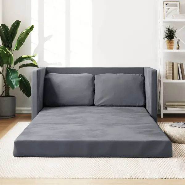 Gossi canapea extensibila de podea 2 in 1, gri inchis, 122x204x55 cm