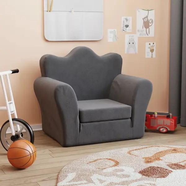 Gossi canapea extensibila pentru copii, antracit, plus moale