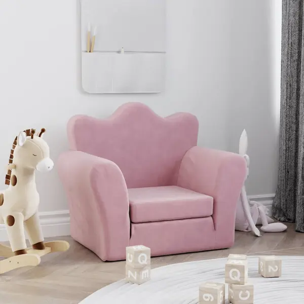 Gossi canapea extensibila pentru copii, roz, plus moale