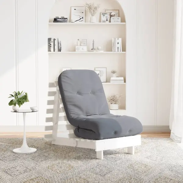 Gossi canapea futon cu saltea, alb, 60x206x11 cm, lemn masiv de pin