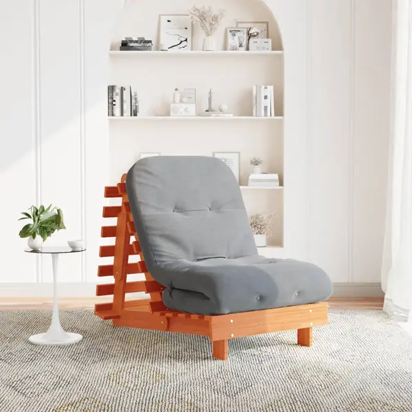 Gossi canapea futon cu saltea, maro, 70x206x11 cm, lemn masiv de pin