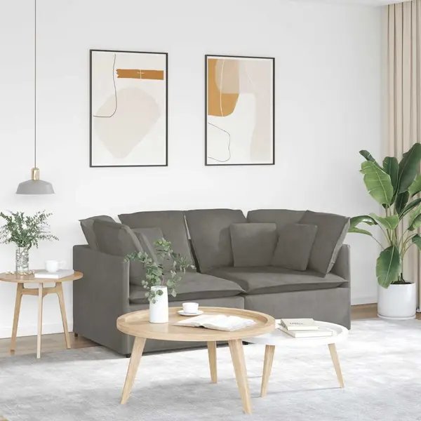 Gossi canapea modulara cu perne, gri deschis, tesatura velur