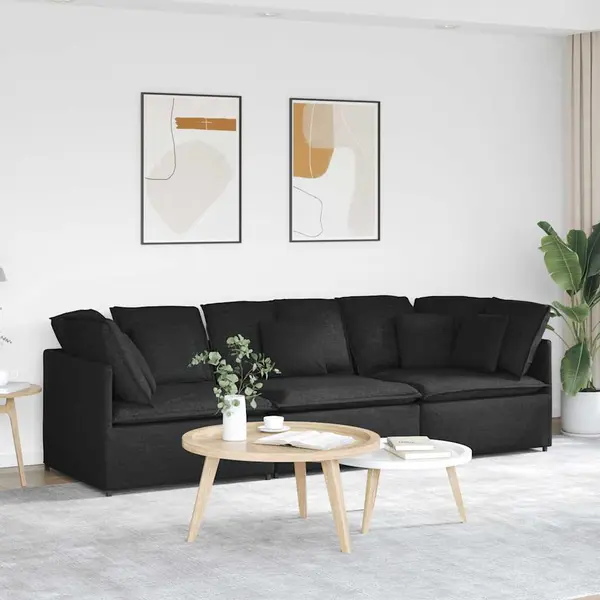 Gossi canapea modulara cu perne, negru, textil