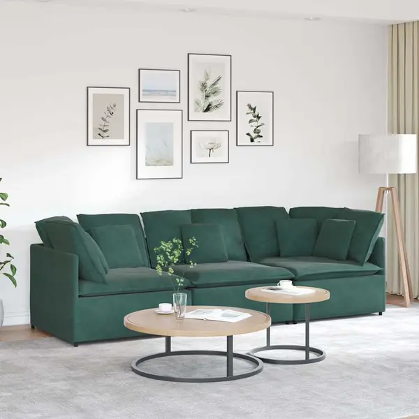 Gossi canapea modulara cu perne, verde inchis, catifea