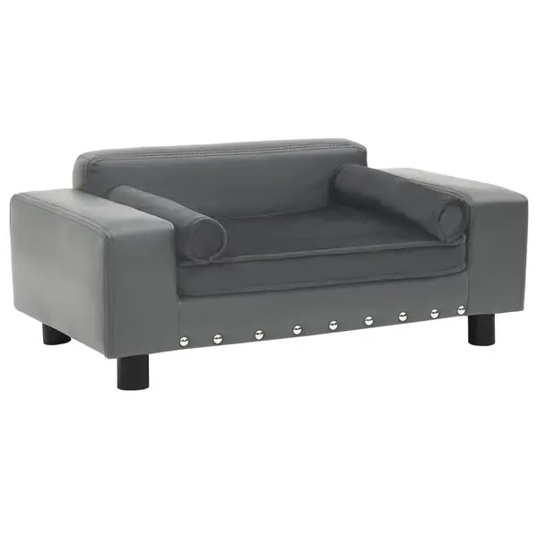 Gossi canapea pentru caini, gri, 81x43x31 cm, plus & piele ecologica
