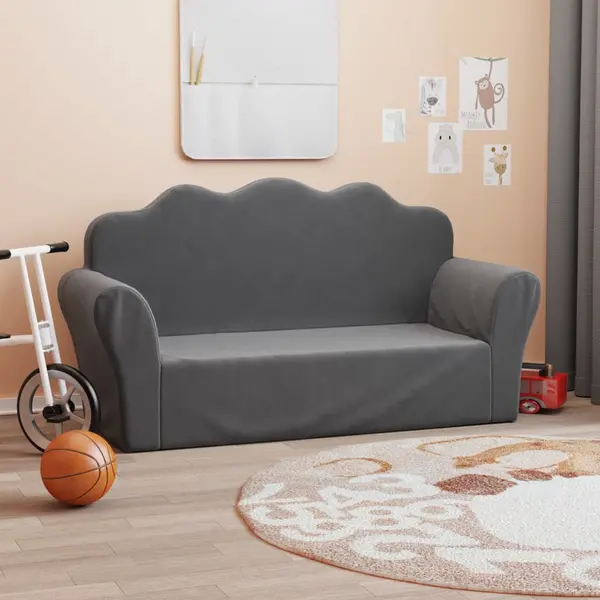 Gossi canapea pentru copii cu 2 locuri, antracit, plus moale