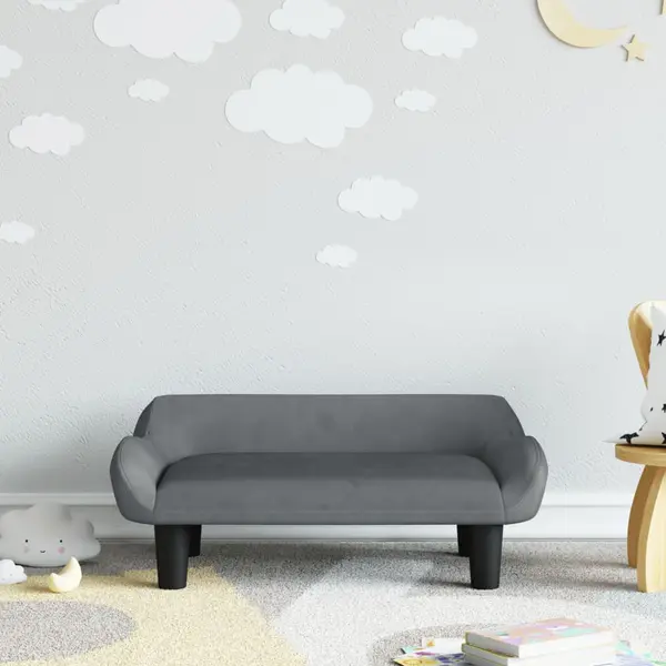 Gossi canapea pentru copii, gri inchis, 70x40x24 cm, catifea
