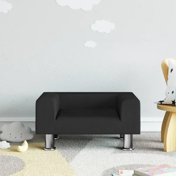 Gossi canapea pentru copii, negru, 50x40x26,5 cm, catifea