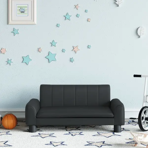 Gossi canapea pentru copii, negru, 70x45x30 cm, piele ecologica