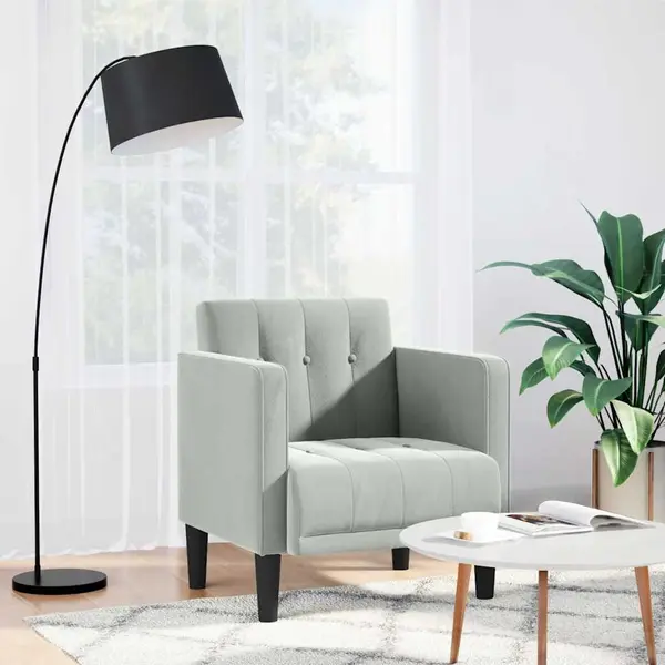 Gossi canapea scaun cu cotiere, gri deschis, 53 cm, catifea