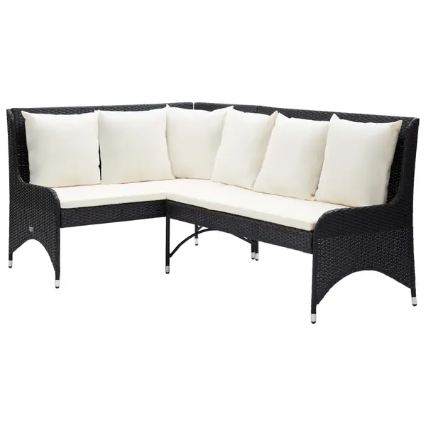 Gossi canapele de colt pentru gradina, 2 buc., negru, poliratan