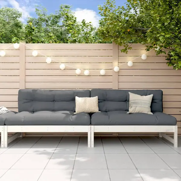 Gossi canapele de mijloc gradina 2 buc. alb 120x80 cm lemn masiv pin