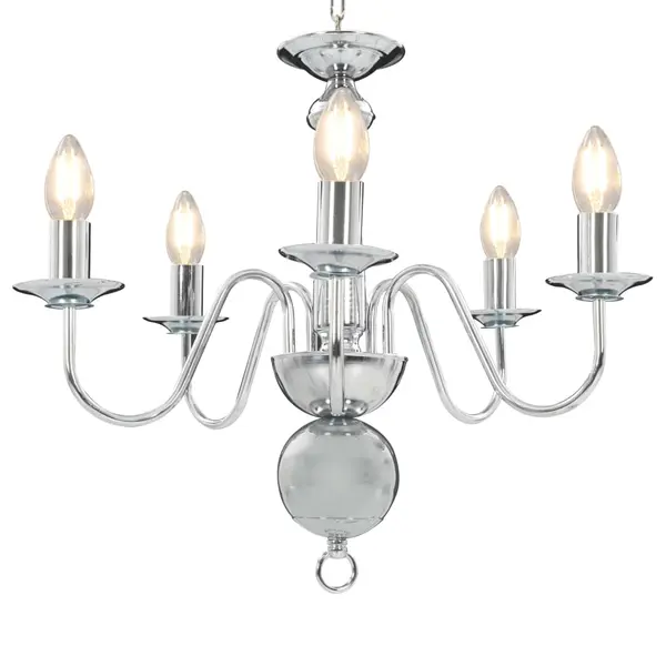 Gossi candelabru, argintiu, 5 becuri e14