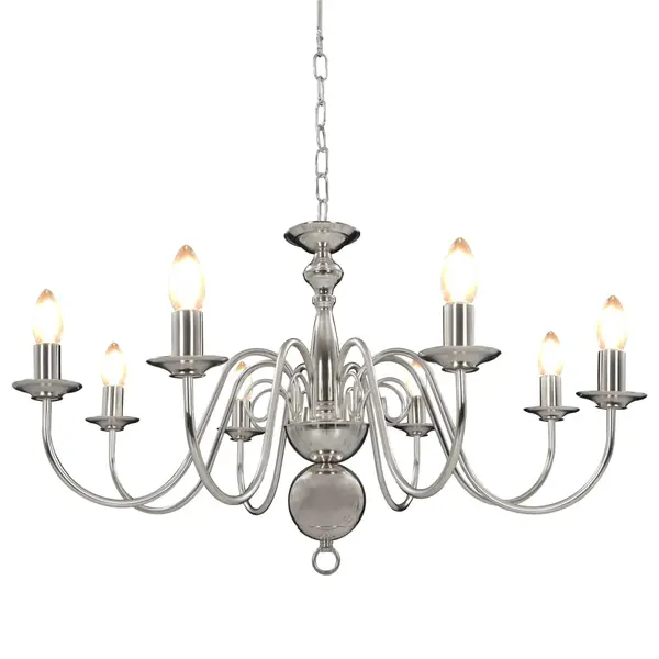 Gossi candelabru, argintiu, 8 becuri e14