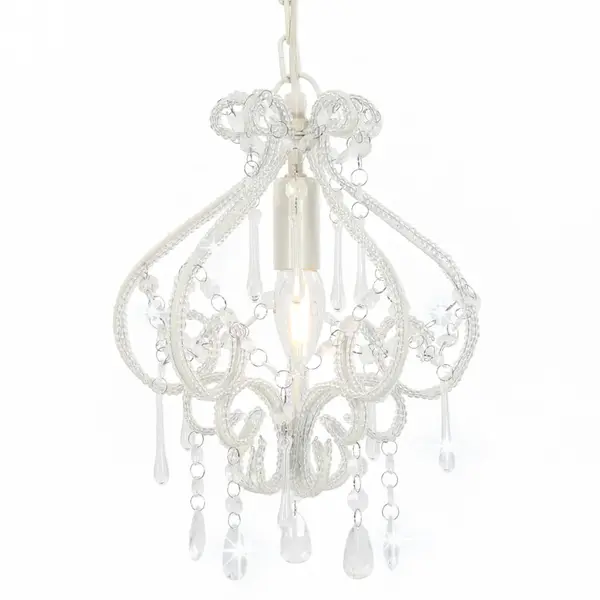 Gossi candelabru cu margele, alb, rotund, e14
