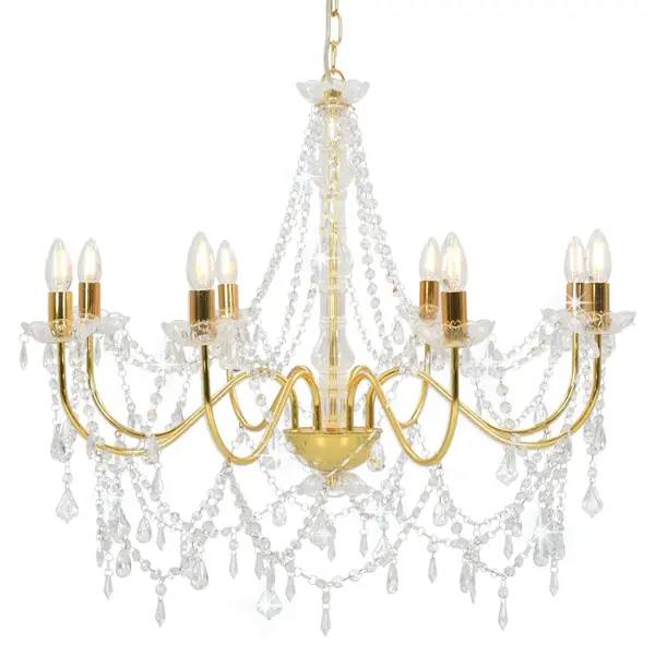 Gossi candelabru cu margele, auriu, 8 becuri e14