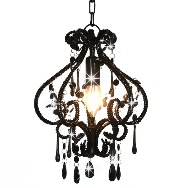 Gossi candelabru cu margele, negru, rotund, e14