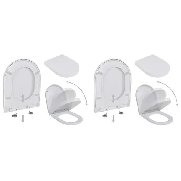 Gossi capace wc cu inchidere silentioasa, 2 buc., alb, plastic