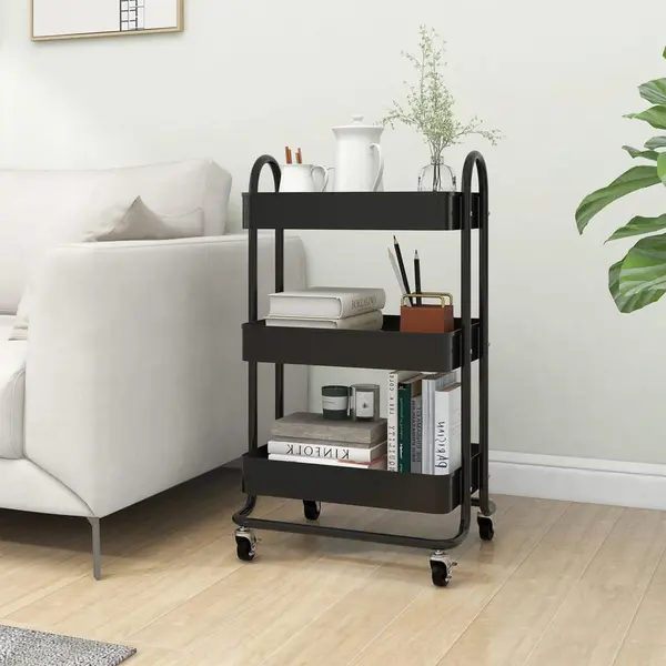Gossi carucior, 3 niveluri, negru, 43x34x79 cm, otel