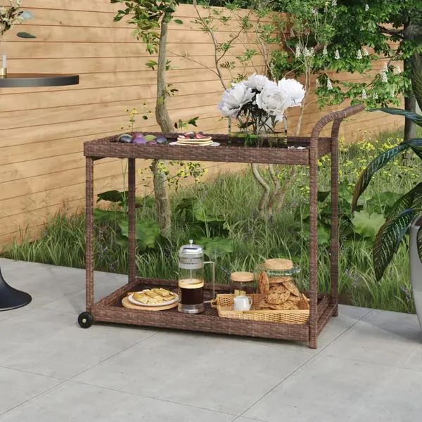 Gossi carucior de bar, maro, 100x45x83 cm, poliratan